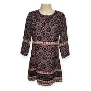 Abercrombie & Fitch Boho 3/4 Sleeve Geometric Pattern Dress Women's Size Small